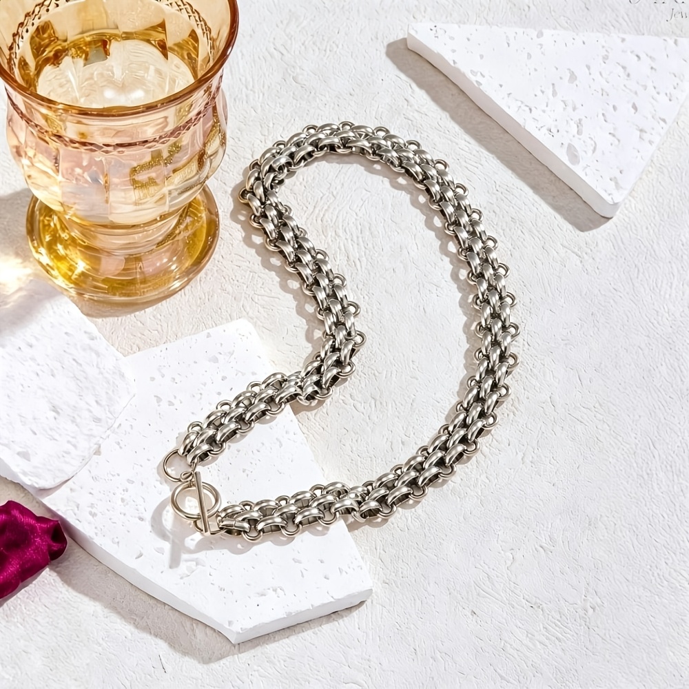 304 Stainless Steel OT Buckle Woven Chain Necklace, Unisex